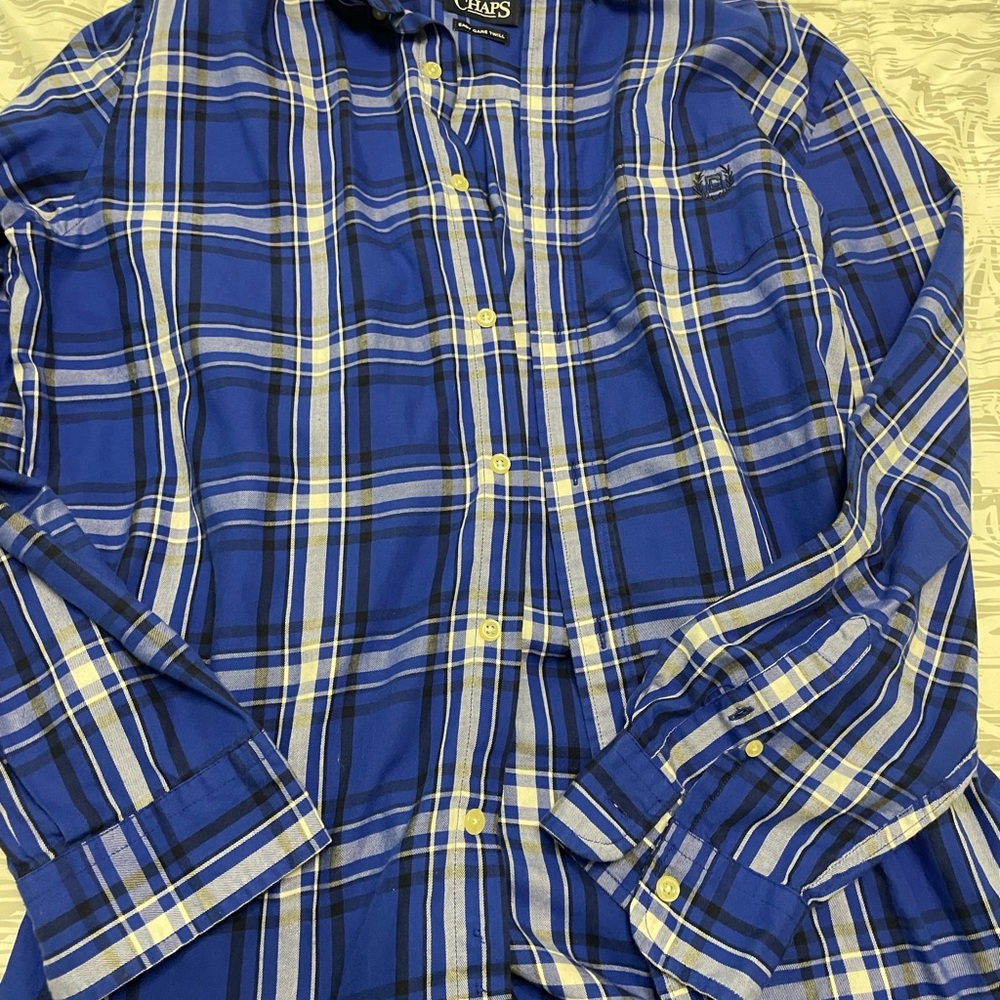 Chaps Royal Blue Plaid Button Down Shirt